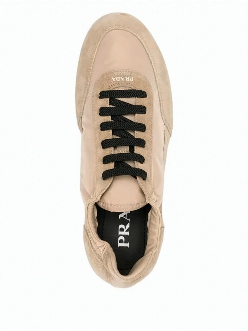 Prada Low-Profile Minimalist Sneakers With Suede And Leather Textures