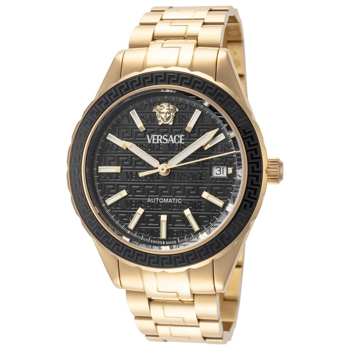 Versace Hellenyium Automatic Watch With Greca Motif And Medusa Emblem