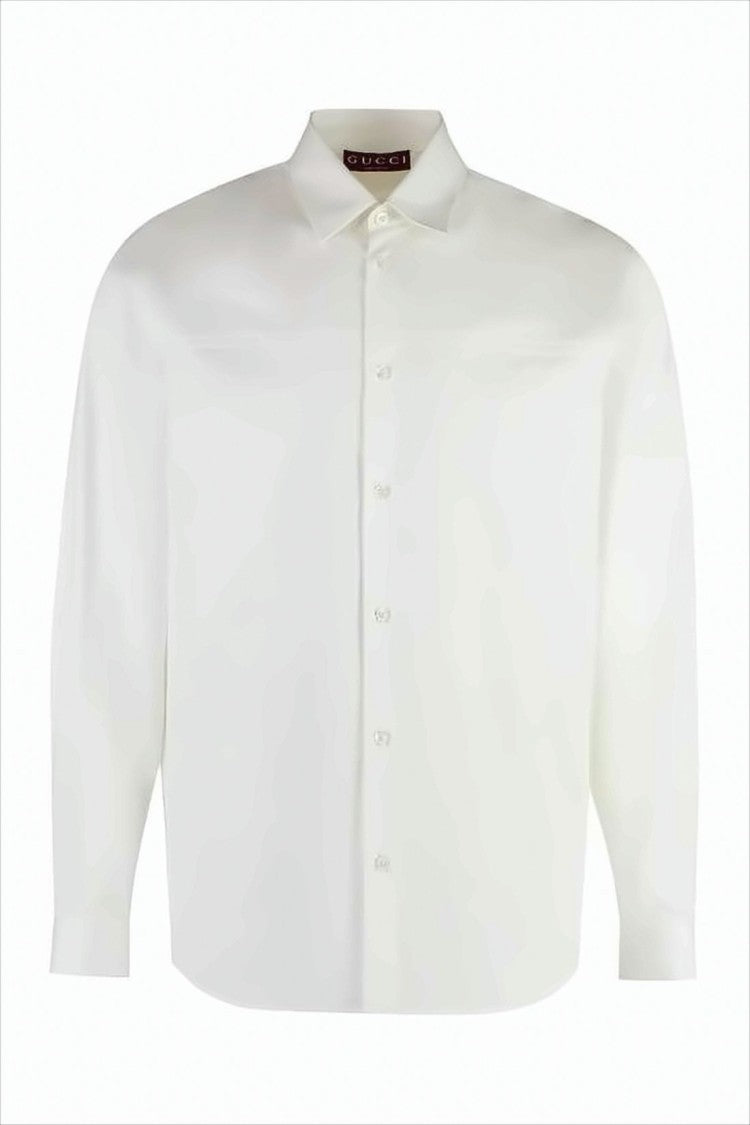 Gucci Long-Sleeve Cotton Shirt With Pointed Collar