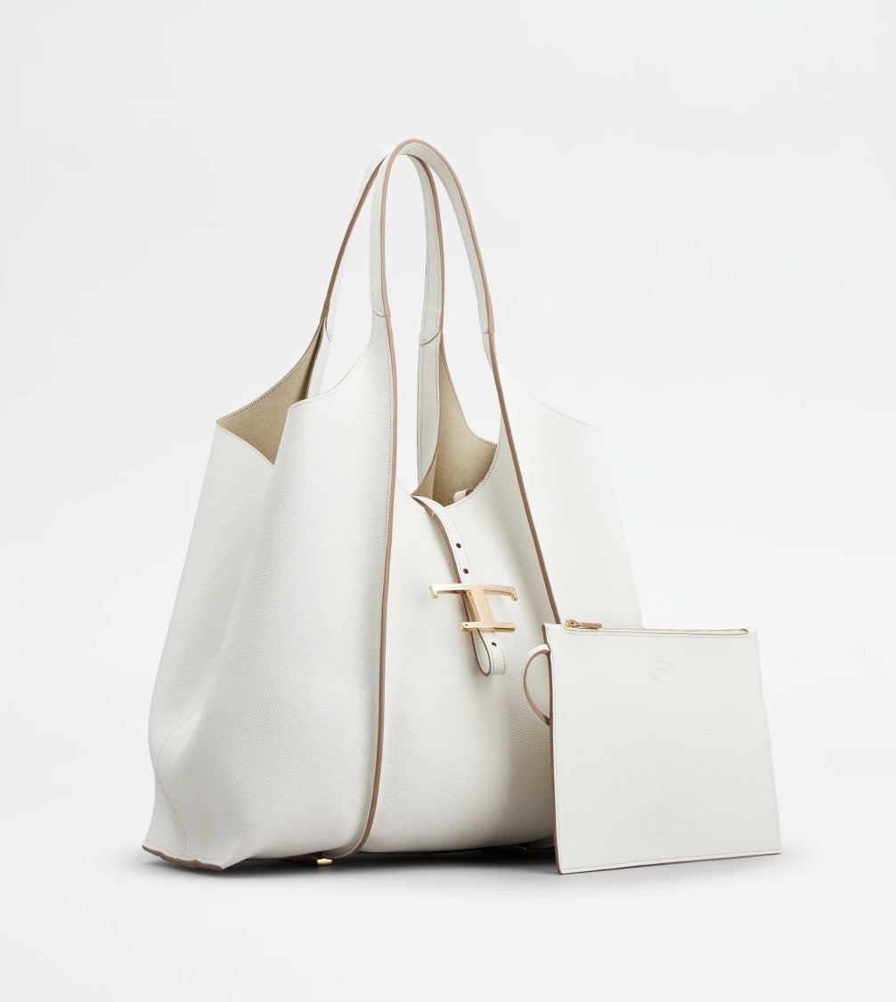 Tod's White Tsb Shopping Pend. T Medium Bag