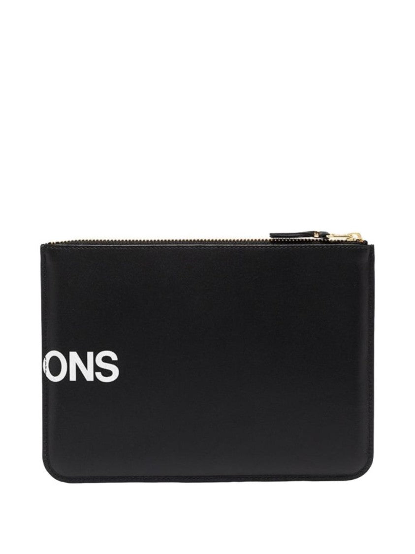 Comme Des Garçons Black Gold Logo Leather Wallet