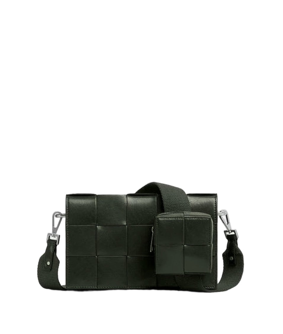 Bottega Veneta Woven Black Lambskin Crossbody Bag