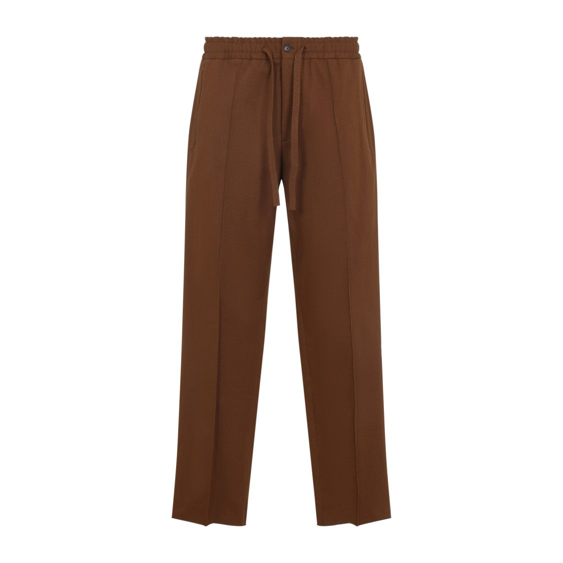 Valentino Straight-Leg Brown Trousers With Adjustable Drawstring