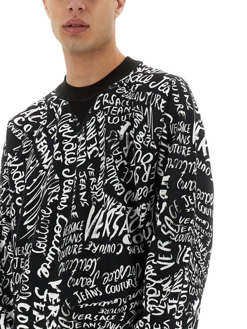 Versace Jeans Couture Logomania Print Crew Neck Sweatshirt