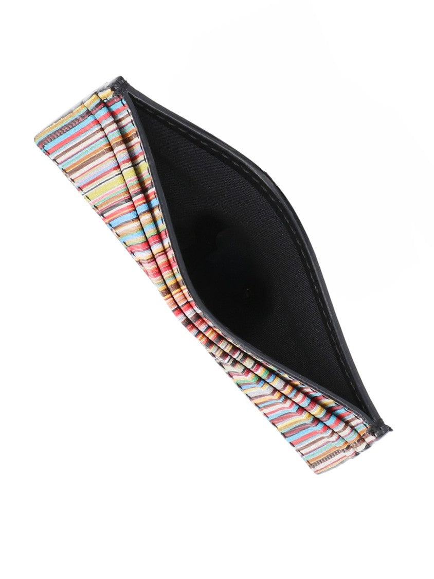 Paul Smith Black Signature Stripe Calf Leather Cardholder