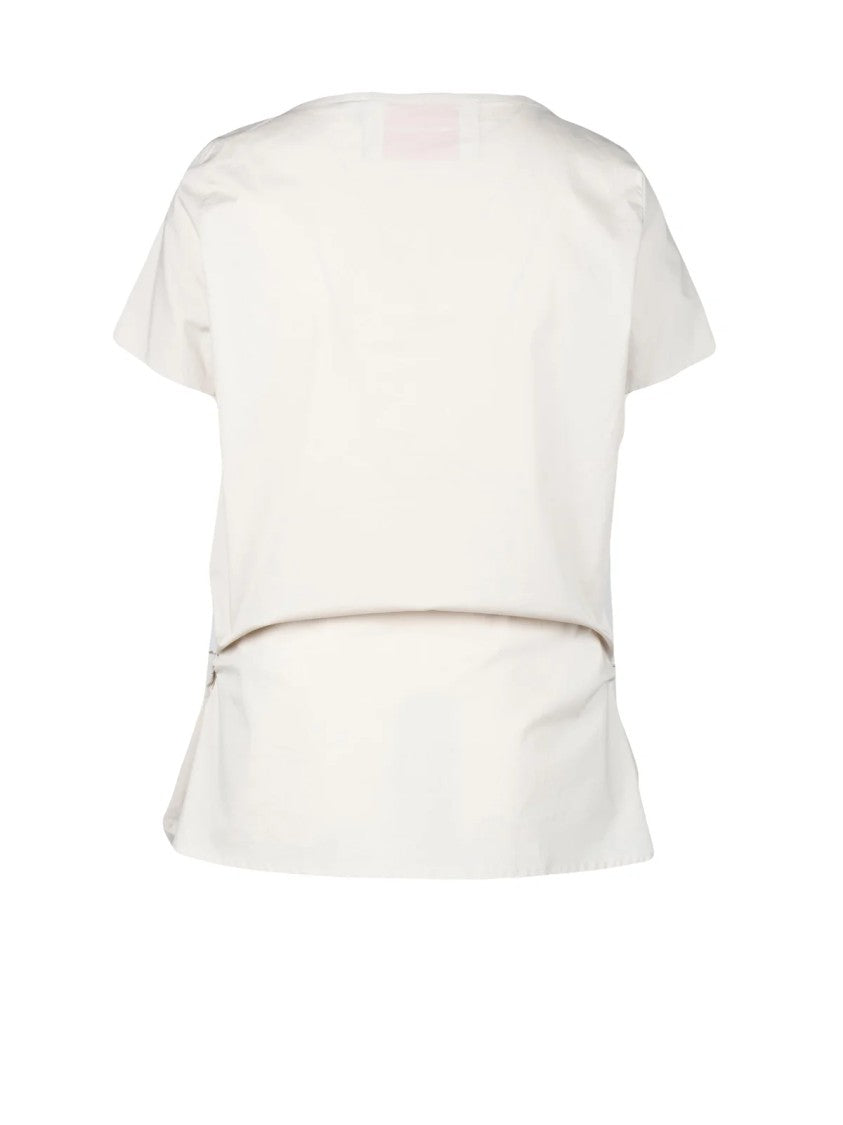 Collection Privee? Short-Sleeved Cotton Blouse With Boat Neckline And Minimalist Design