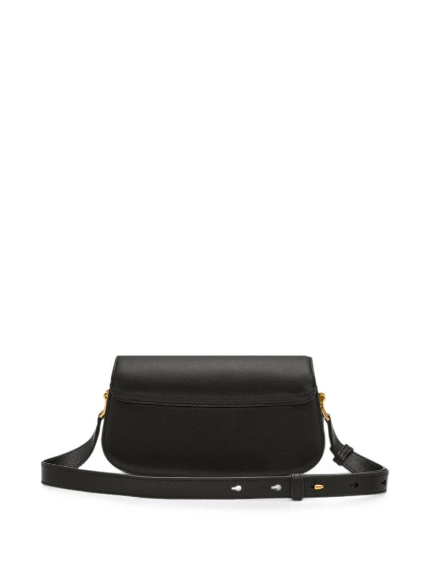 Ami Paris Rectangular Smooth Gold-Emblem Silk-Nylon Shoulder Bag