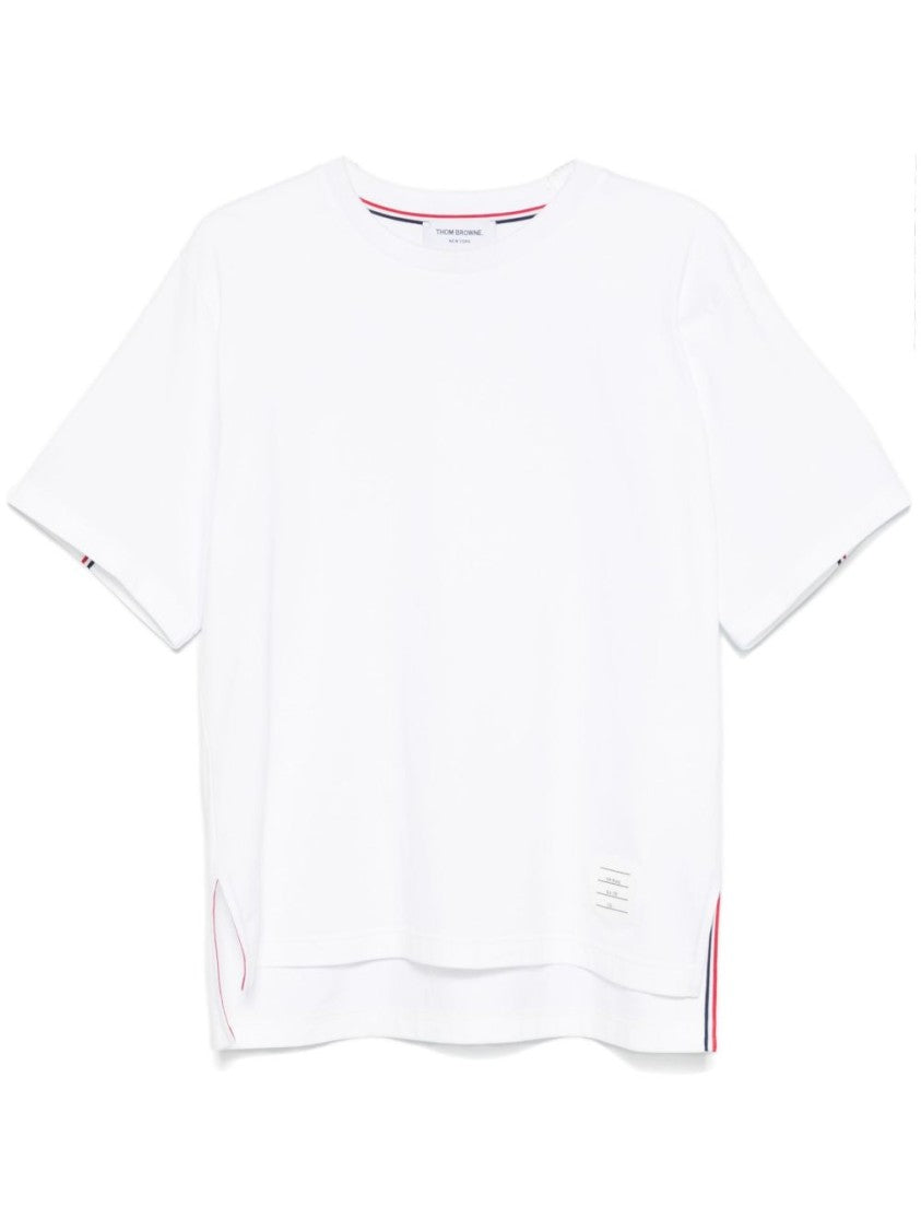 Thom Browne Short-Sleeved T-Shirt With Grosgrain Side Tabs