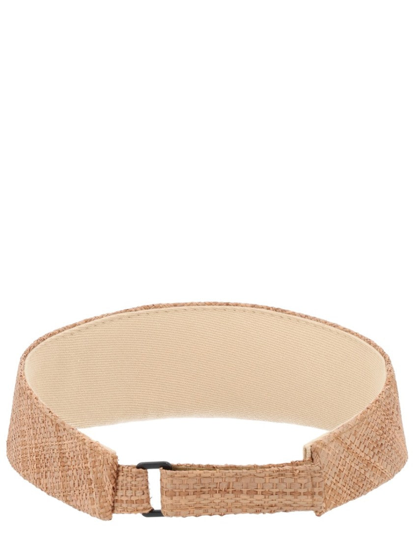 Ruslan Baginskiy Natural Woven Straw Logo Visor Hat