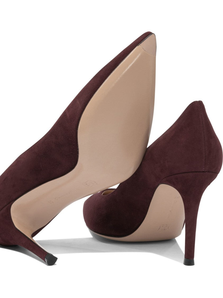 Gianvito Rossi Pointed Toe Burgundy Suede Pumps