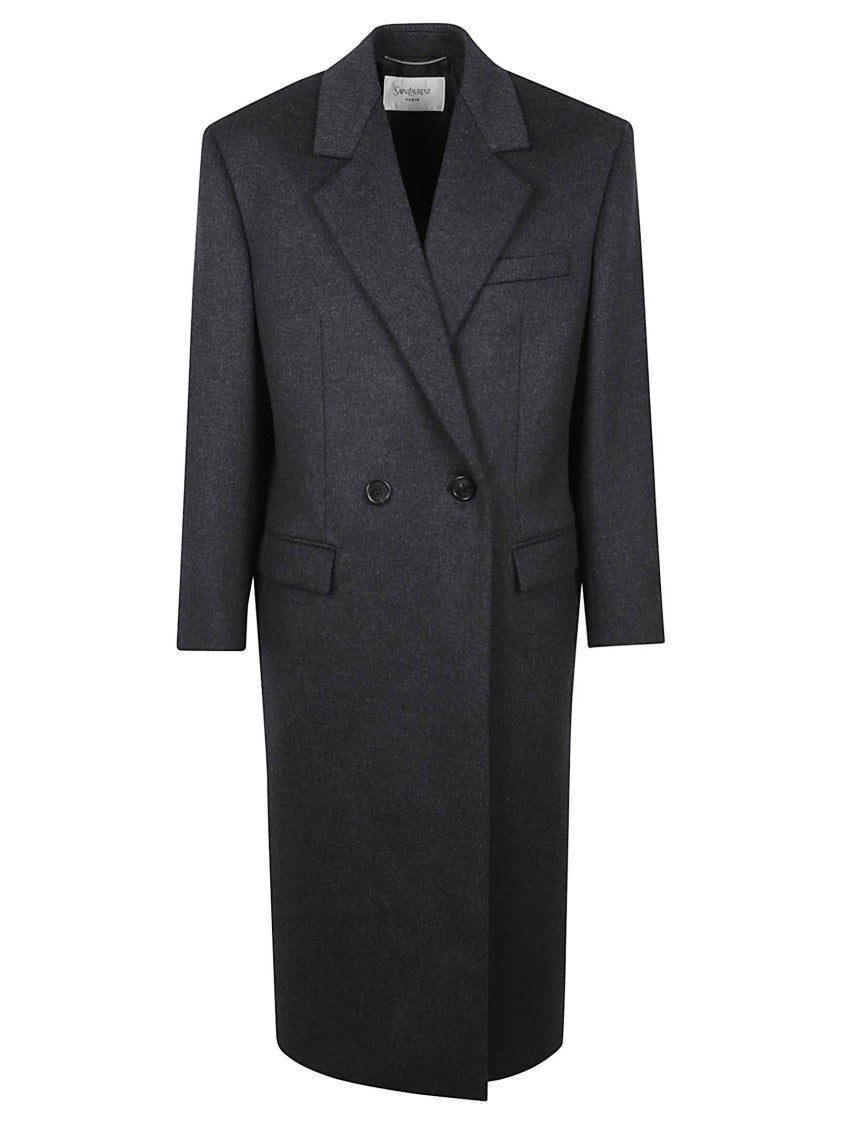 Saint Laurent Structured Double-Breasted Coat With Notch Lapel