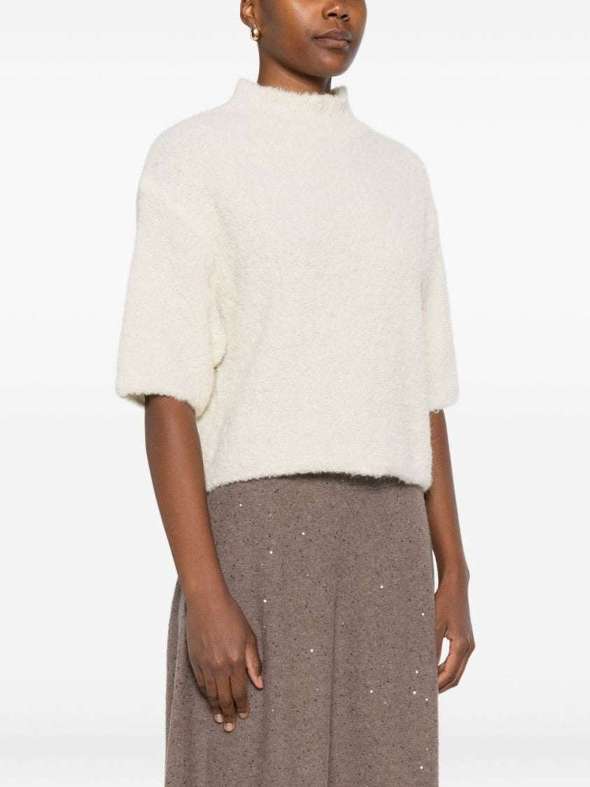 Antonelli Boxy Cropped Beige Sweater