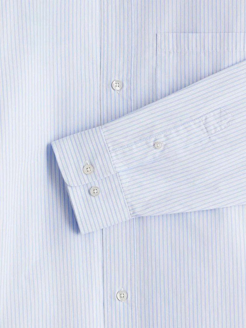 Drôle De Monsieur Tailored Blue Striped Shirt With Structured Collar