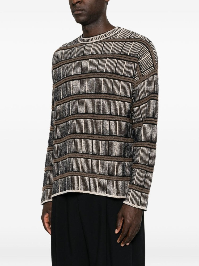 Giorgio Armani Multicolor Horizontal Striped Ribbed Sweater
