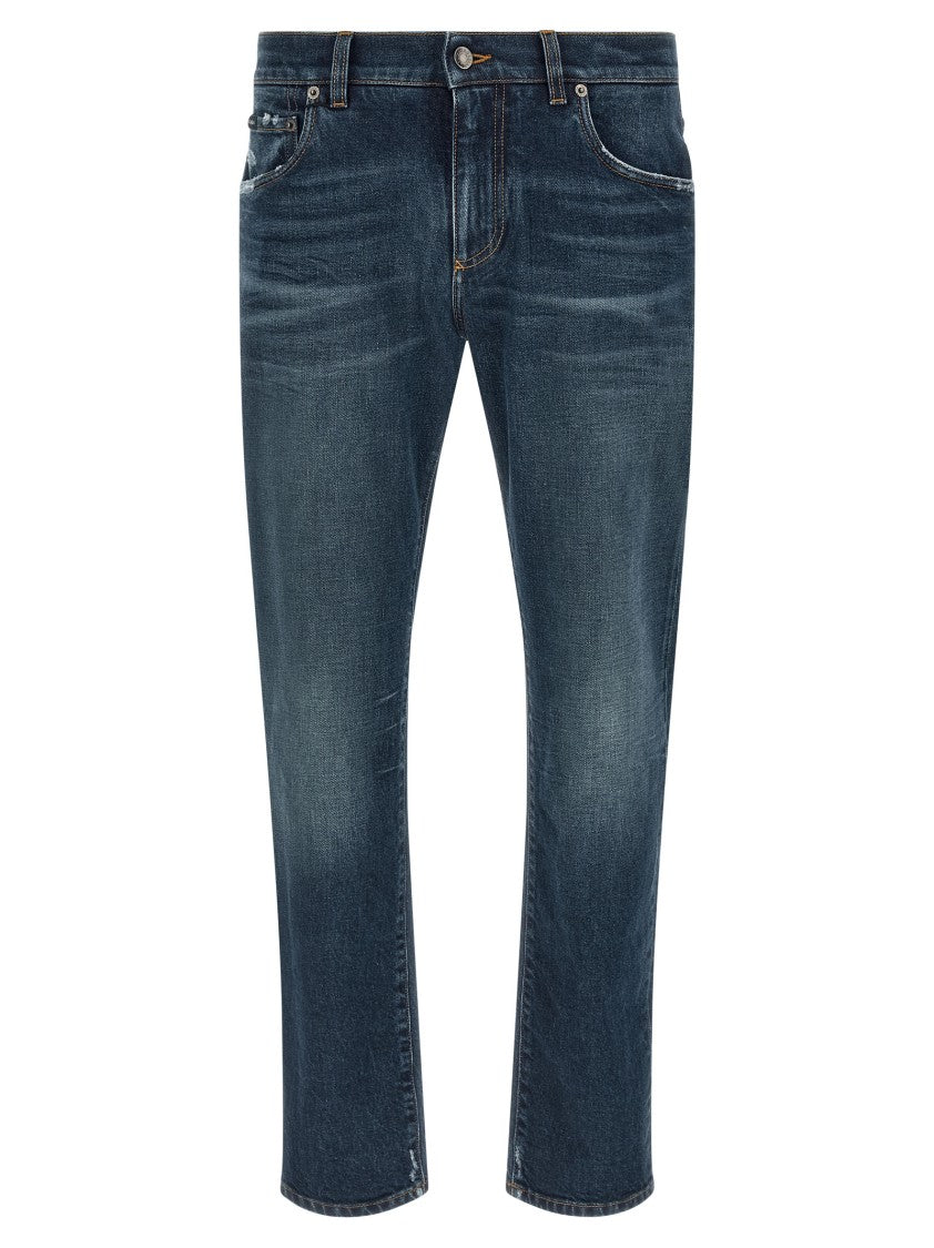 Dolce & Gabbana Used-Effect Stone Washed Denim Jeans