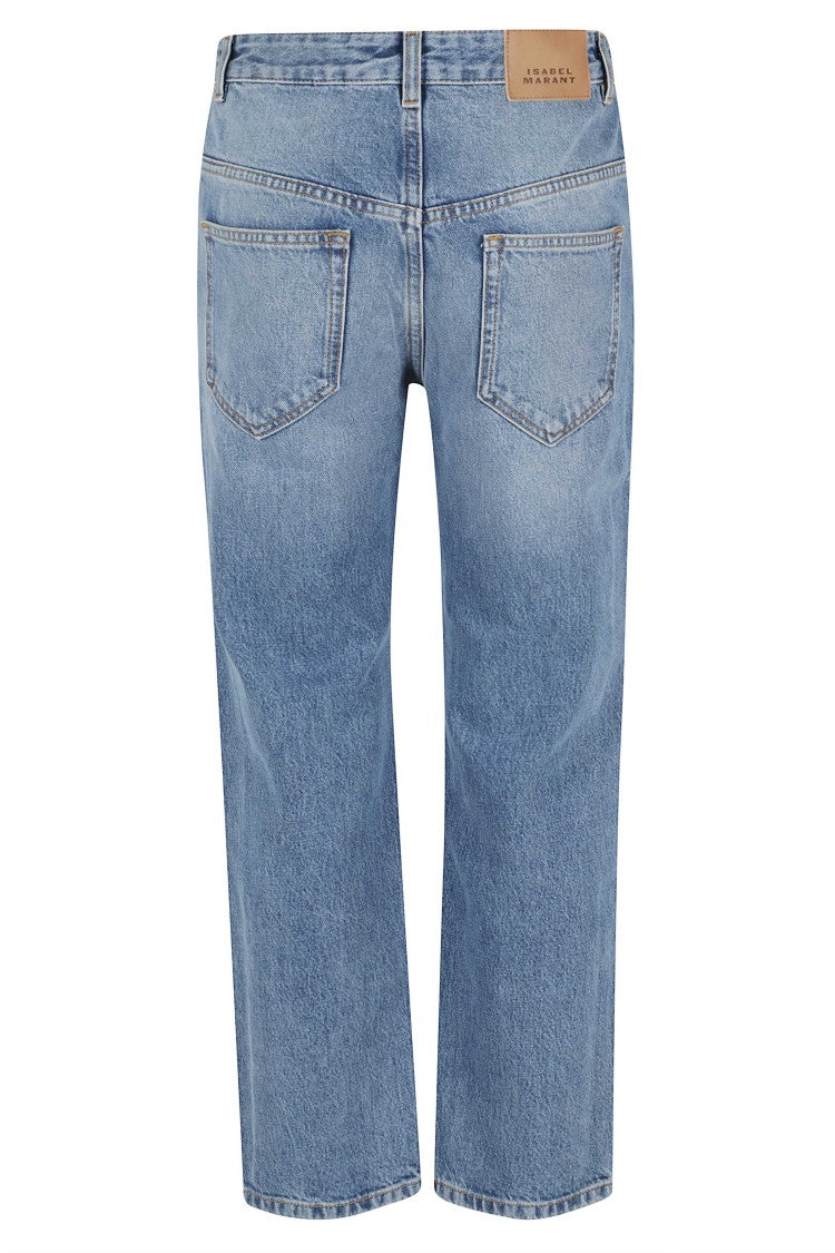 Isabel Marant Indigo Dakota Gz Five-Pocket Cigarette-Leg Cotton Jeans