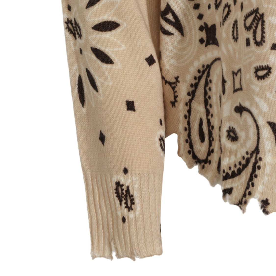 Kujiten Beige Sweater With Intricate Paisley And Floral Pattern