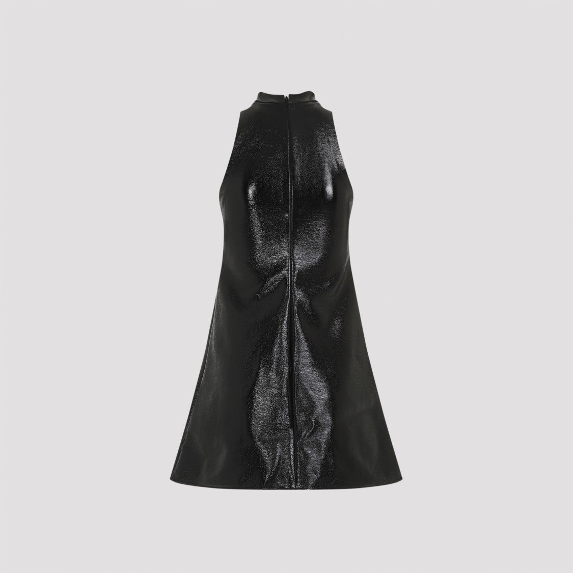 Courrèges Mini Dress With High Neckline And Glossy Finish