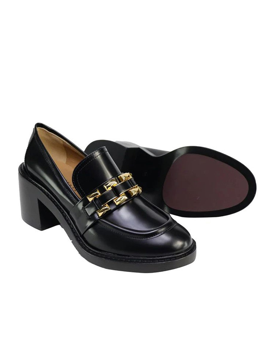 Roberto Festa Black Leather Loafers With Chunky Heel