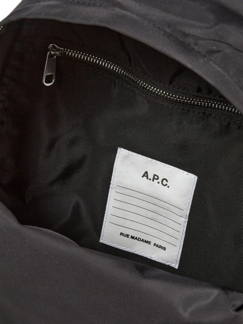 A.P.C. Black Logo-Print Zip-Around Adjusted Backpack