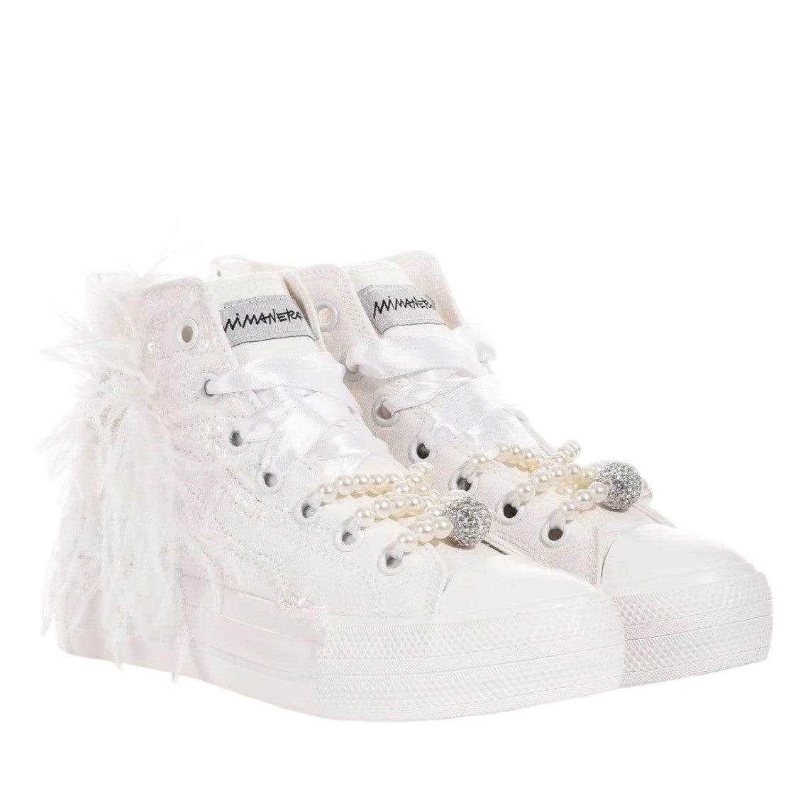 Mimanera White Canvas High-Top Sneakers
