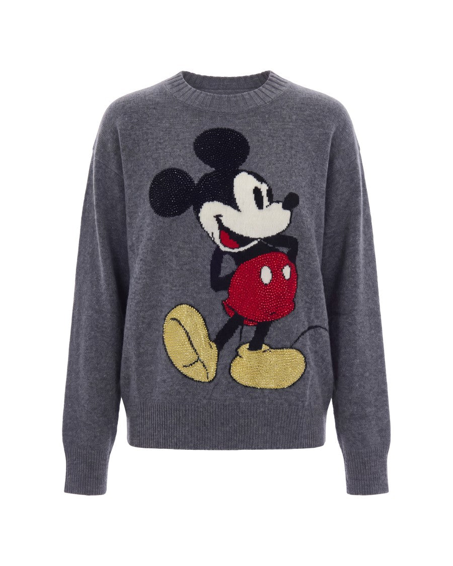 Liu Jo Grey Mr. Mouse Intarsia Fine Knit Sweater