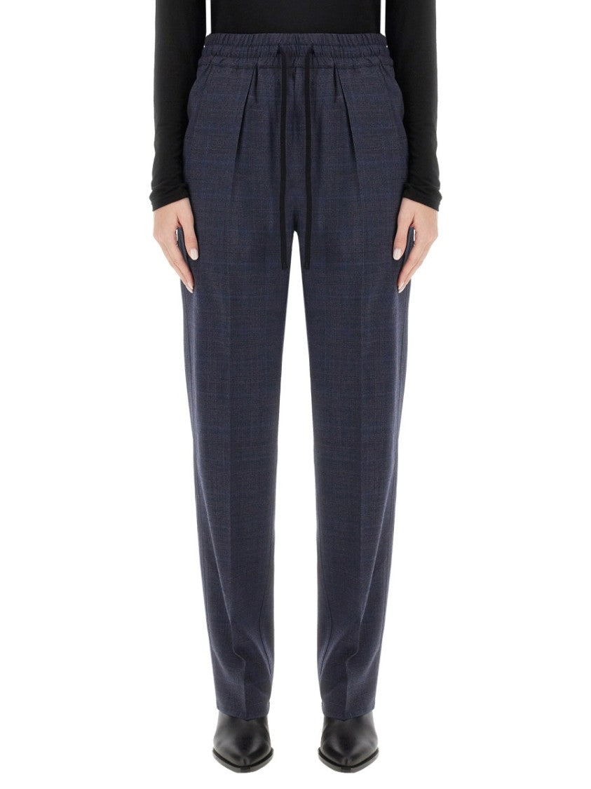 Isabel Marant Étoile Tailored Wool Blend Pants With Subtle Check Pattern