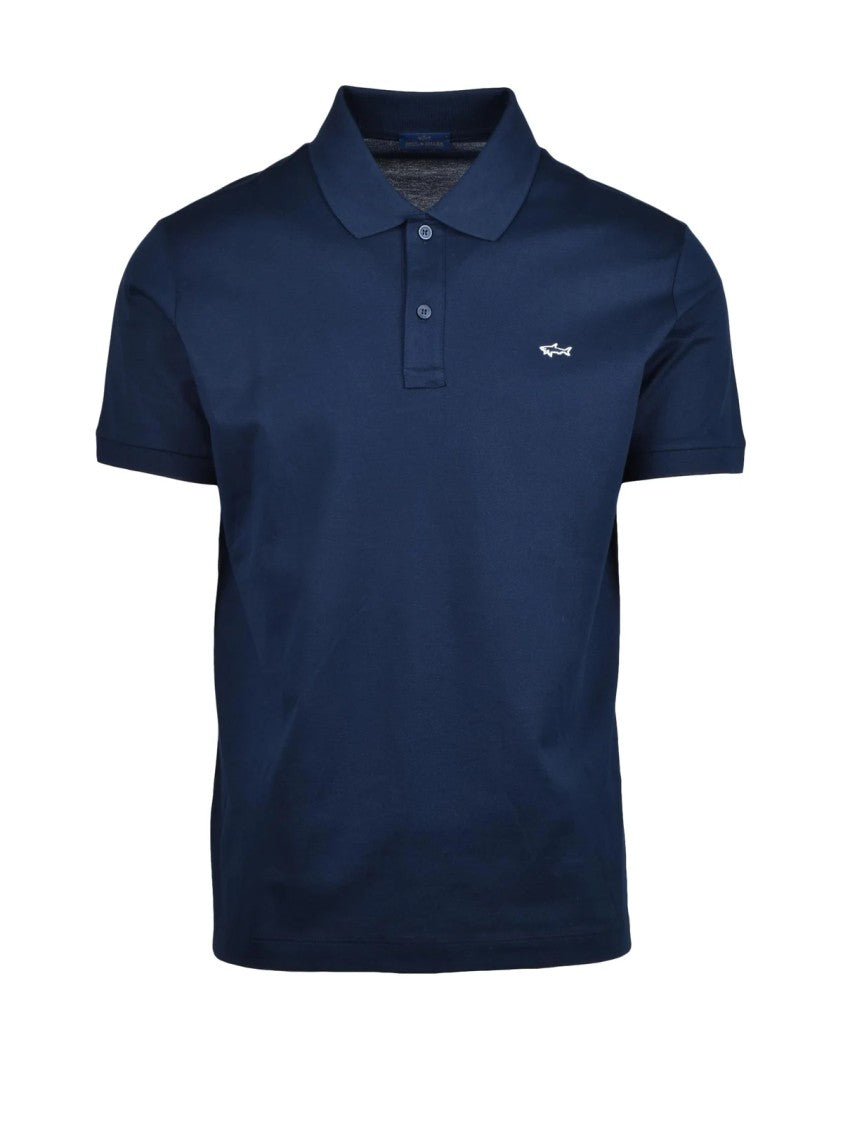 Paul & Shark Blue Cotton Embroidered Polo Shirt