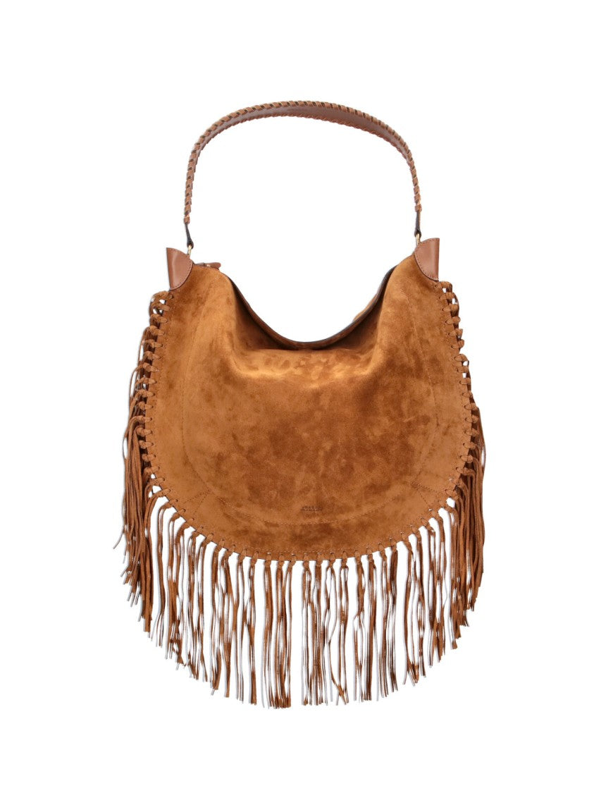 Isabel Marant Brown Oskan Soft Calf Suede Fringe Shoulder Bag