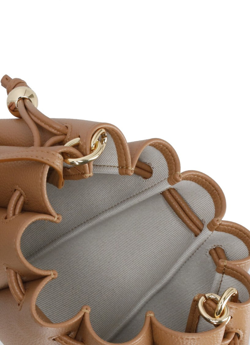 Themoirè Brown Vegan Leather Dafne Bottalato Shoulder Bag