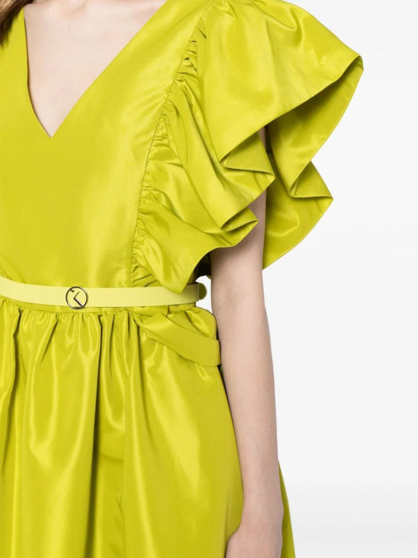 Saiid Kobeisy Taffeta Dress With Gathered Sleeves