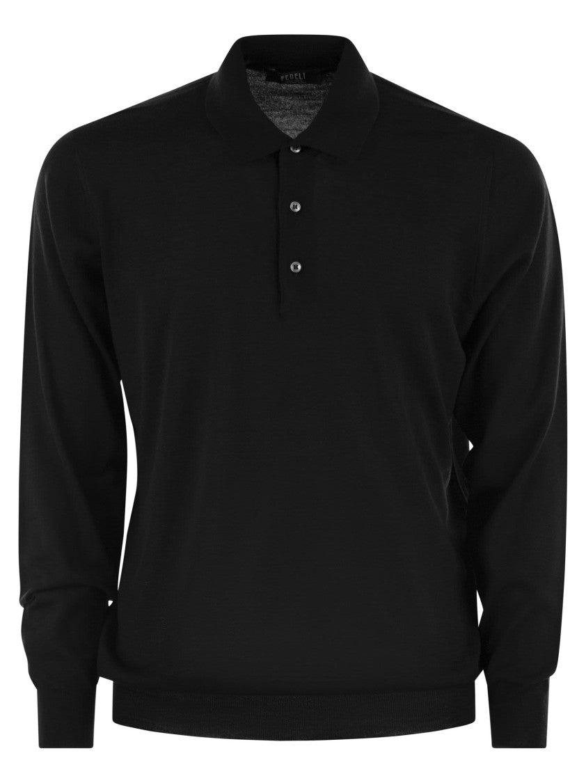Fedeli Three-Button Virgin Wool Polo Shirt