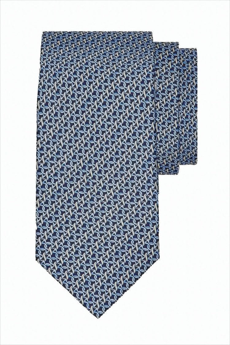 Salvatore Ferragamo Geometric Silk Tie In Blue