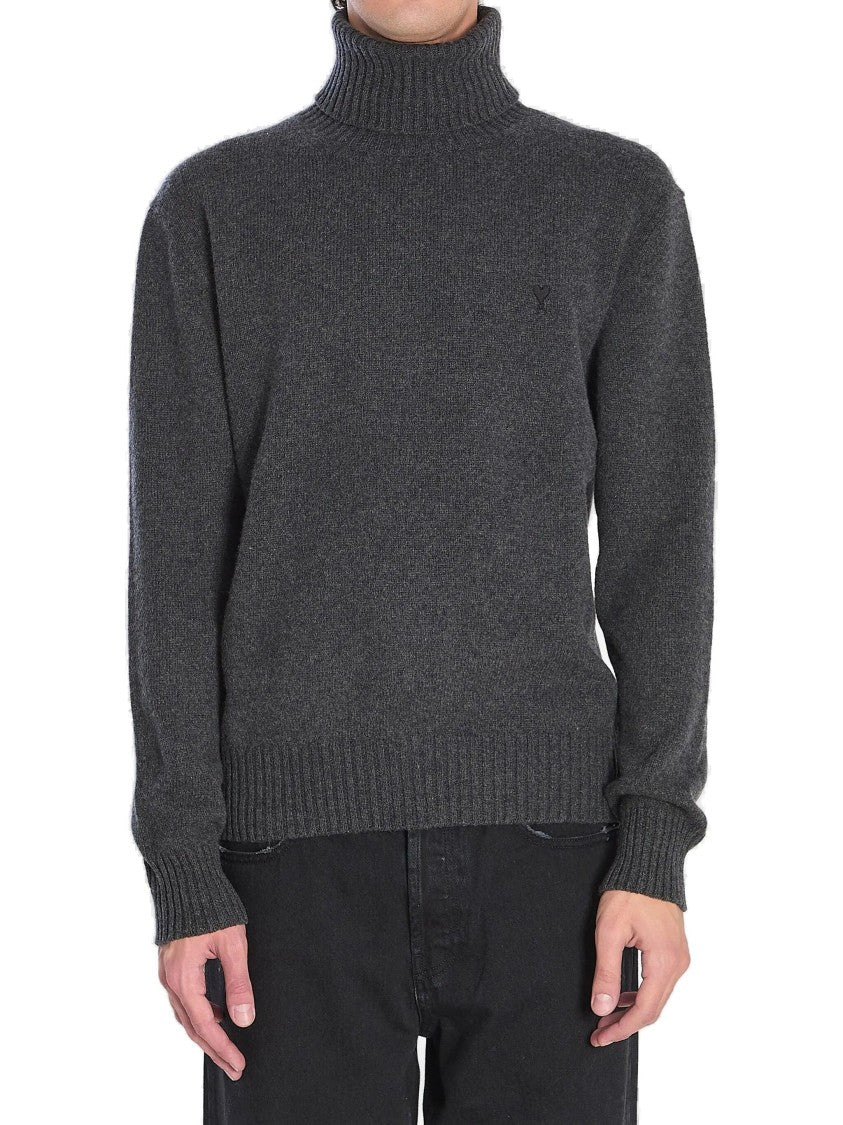 Ami Ribbed Turtleneck Sweater