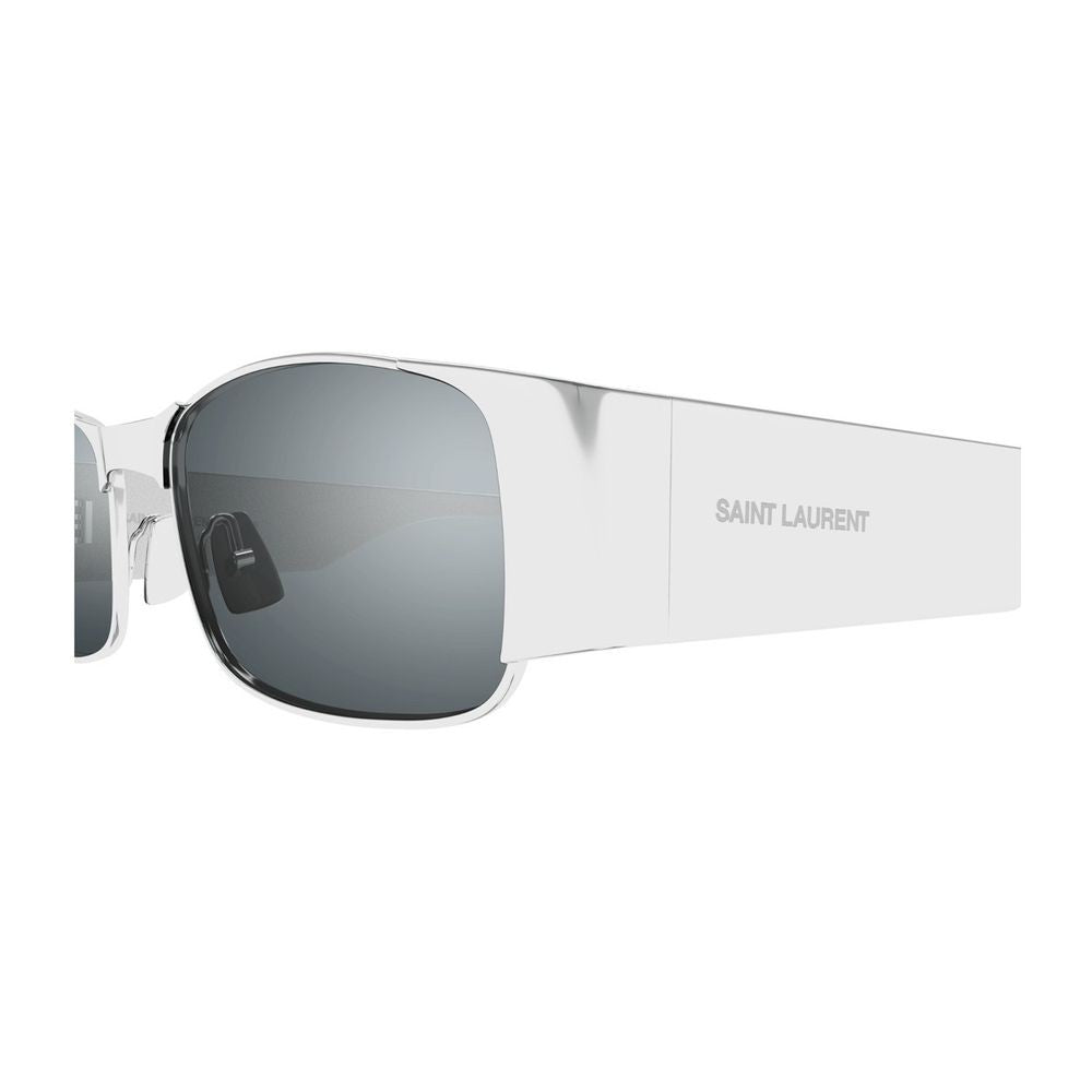 Saint Laurent Sl 738 Linea Sl Logo Rectangular Silver Metal Sunglasses