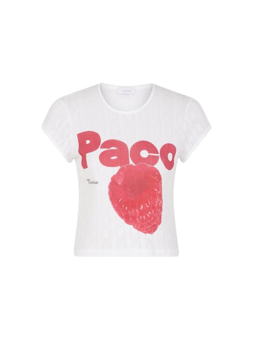 Rabanne Printed Cropped T-Shirt White