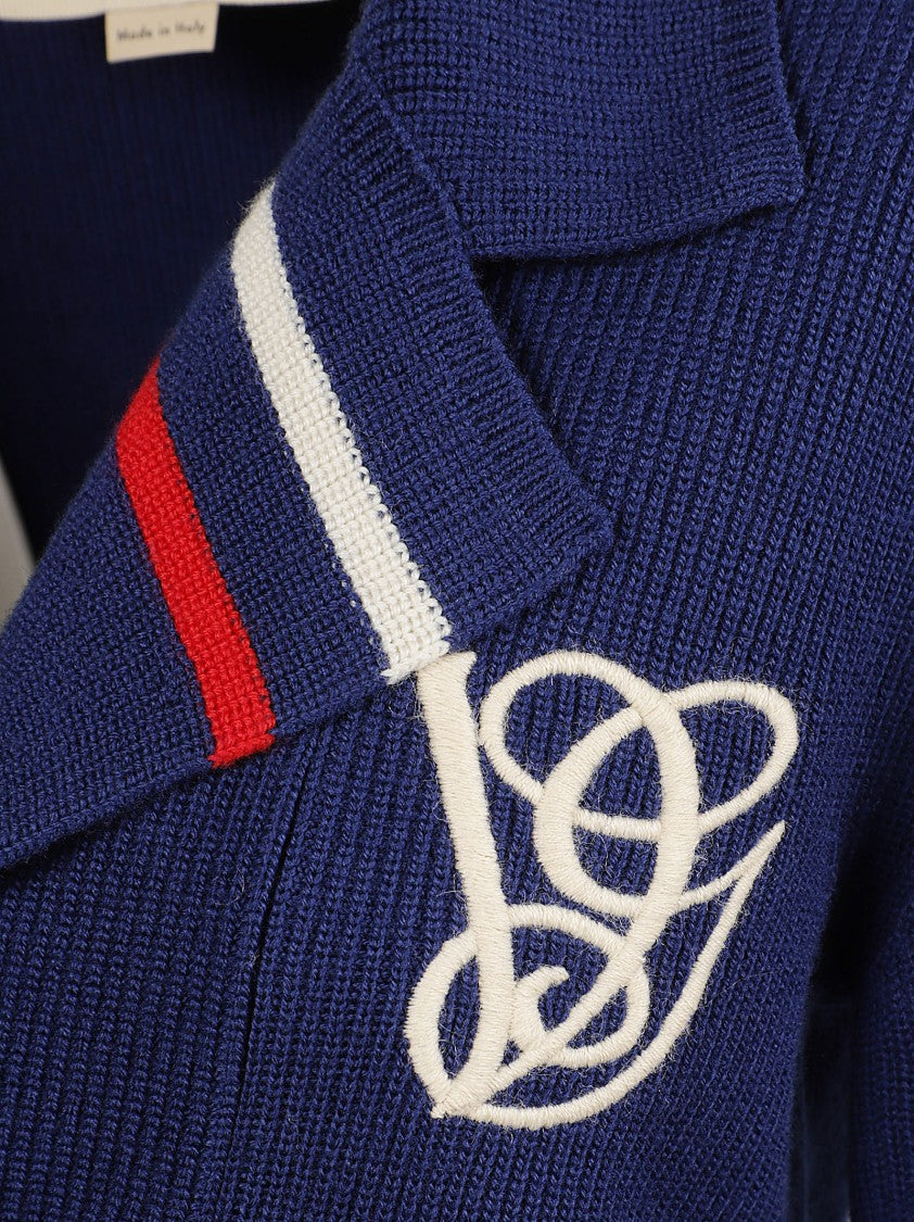Valentino Garavani Cardigan In Blue Virgin Wool