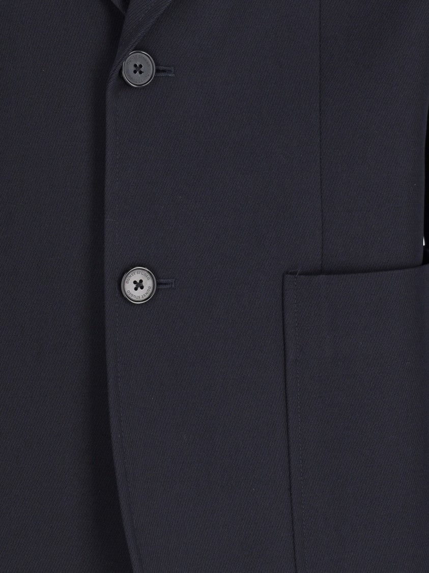 Dunst Dunst Single-Breasted Blazer In Blue Wool Blend
