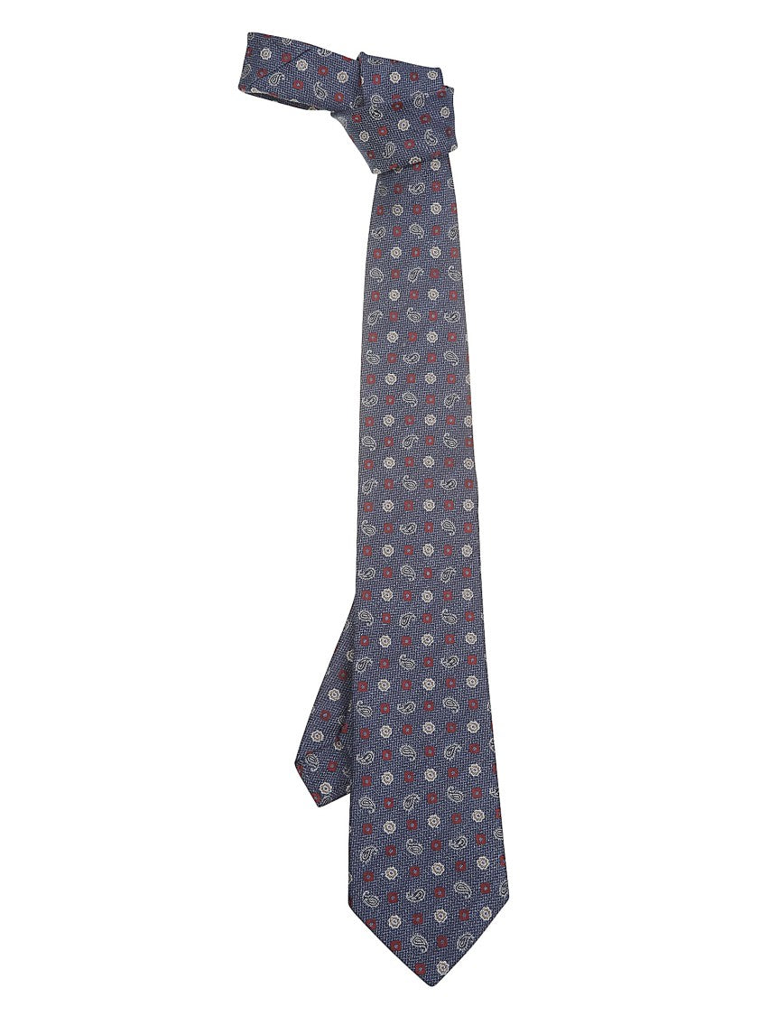 Etro Paisley Silk-Linen Patterned Tie