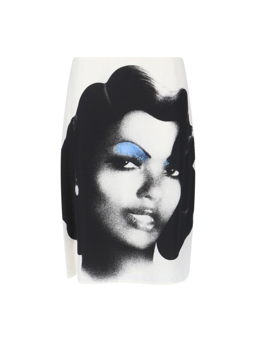 Versace White The Valentine Silk Skirt