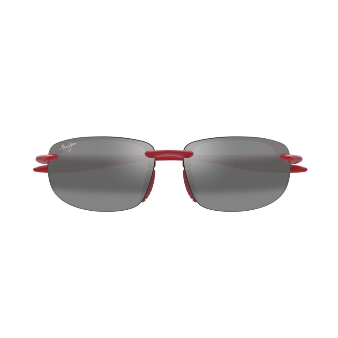 Maui Jim Hookipa Ultra Af Rimless Red Plastic Sunglasses With Rectangular Grey Lenses