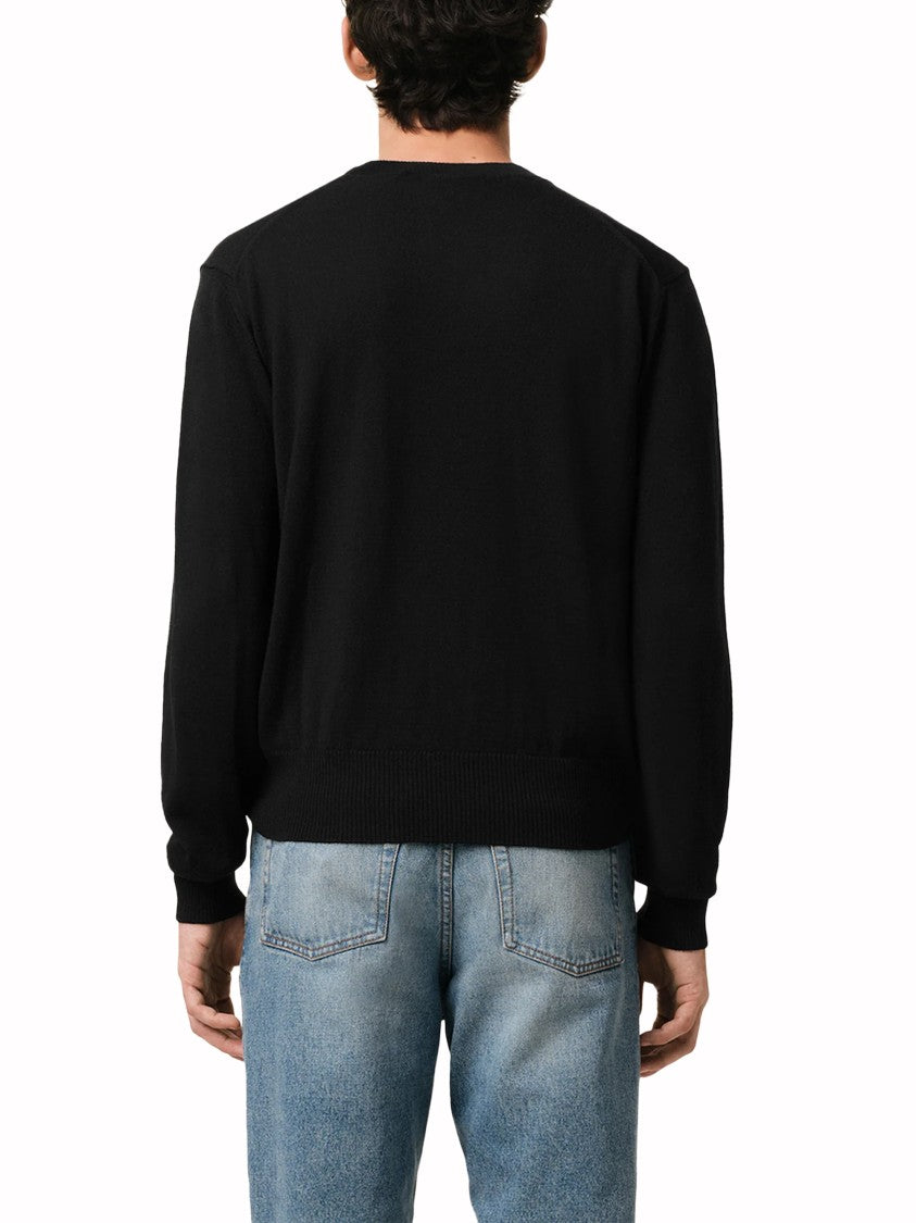 Ami Fitted Merino Wool Sweater With Heart Logo
