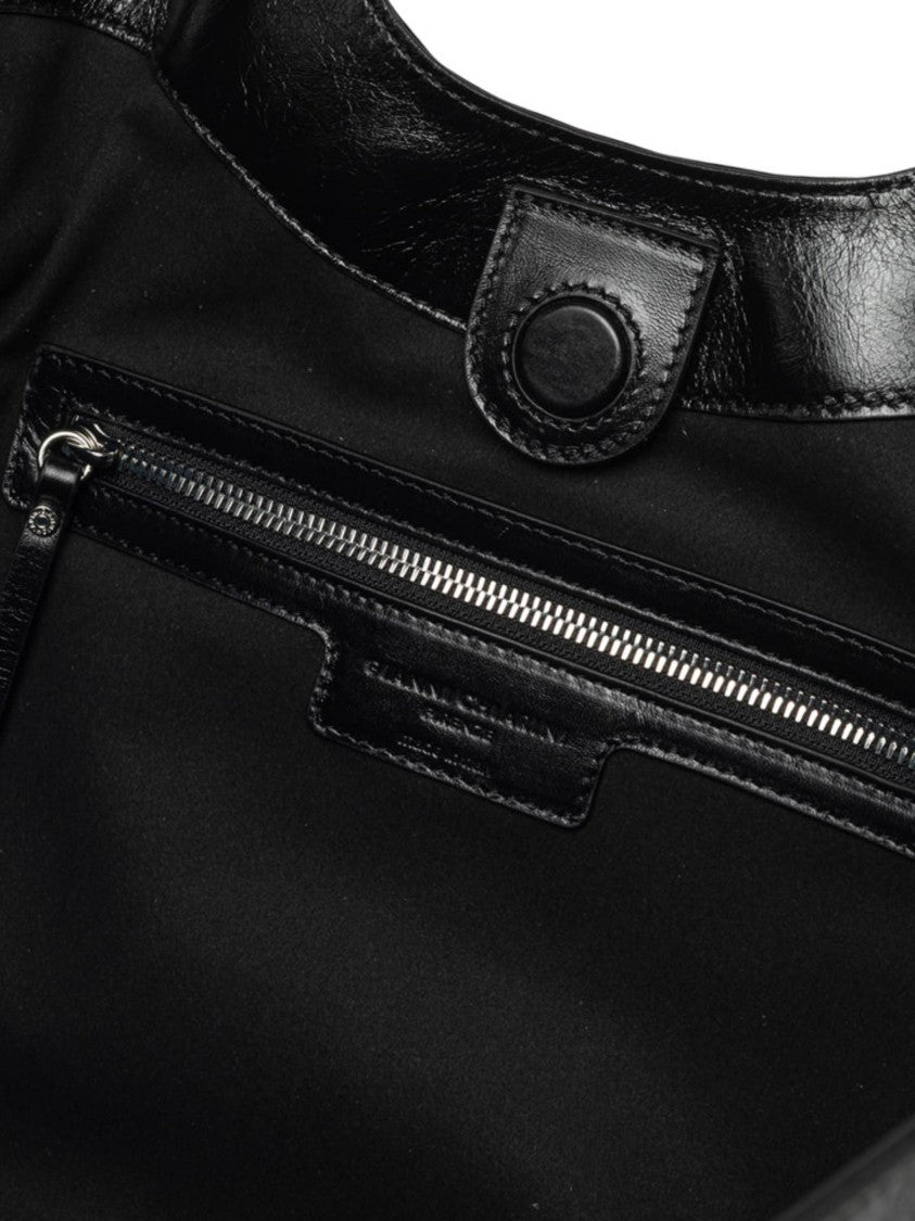 Gianni Chiarini Soft Silhouette Black Handbag With Vertical Stitching