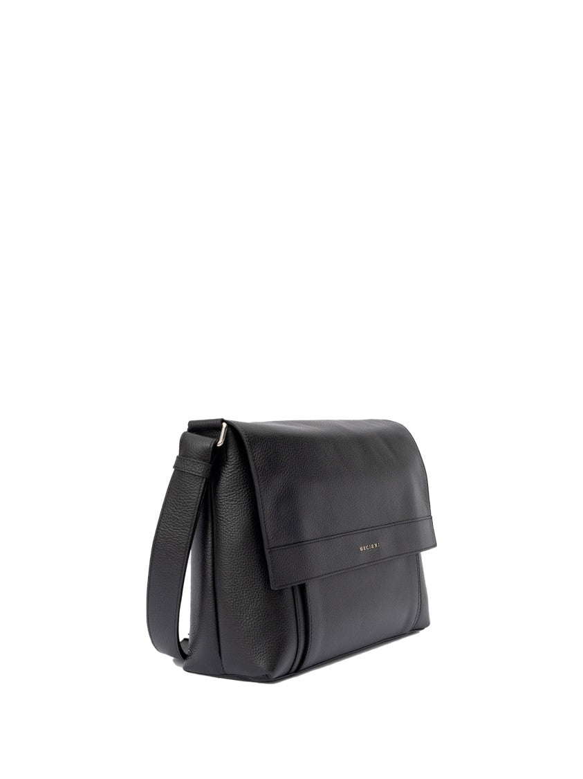 Orciani Micron Hammered Leather Messenger Bag