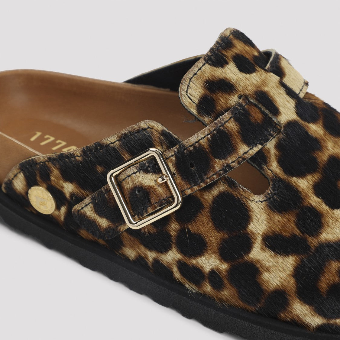 Birkenstock 1774 Boston Leopard Calf Hair Mules