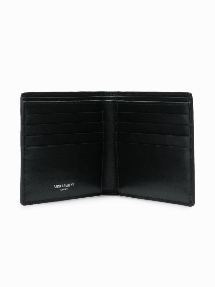 Saint Laurent East/West Monogram Wallet In Black Leather