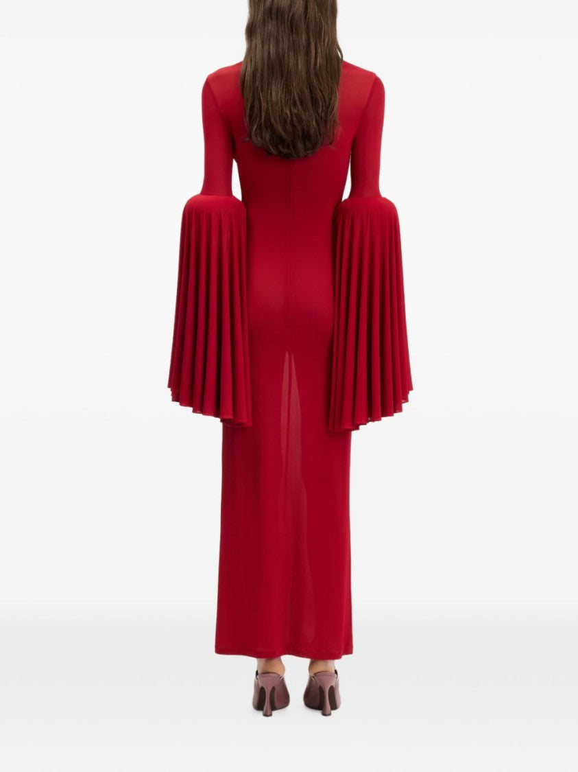 Jean Paul Gaultier Floor-Length Bell Sleeve Dress With High Neckline