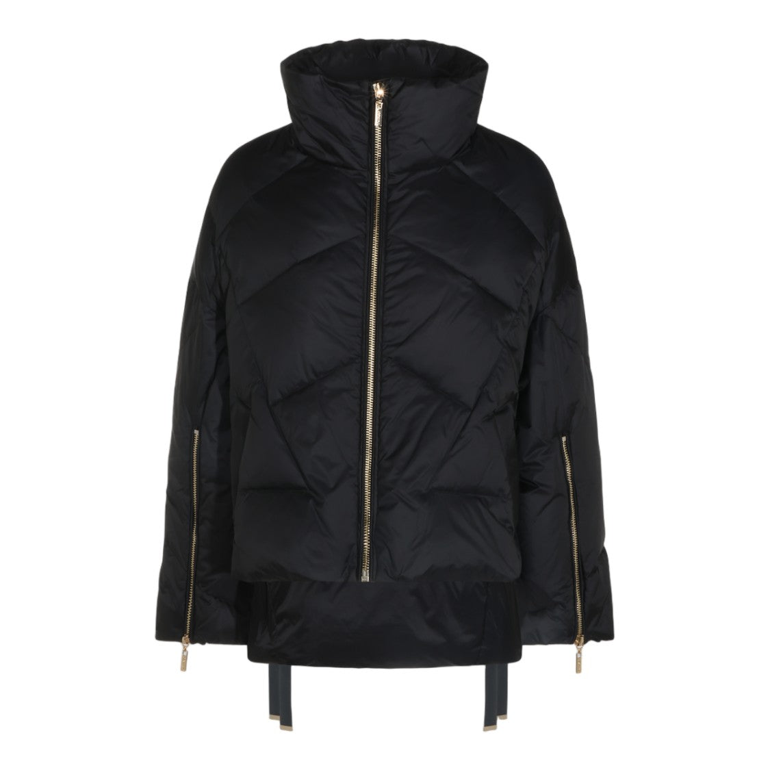 Twin-Set Structured Collar Black Quilted Twin-Set Coat