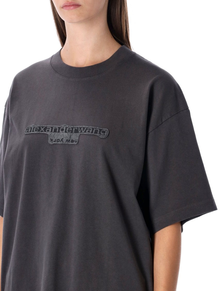 Alexander Wang Oversized Grey Délavé Cotton T-Shirt