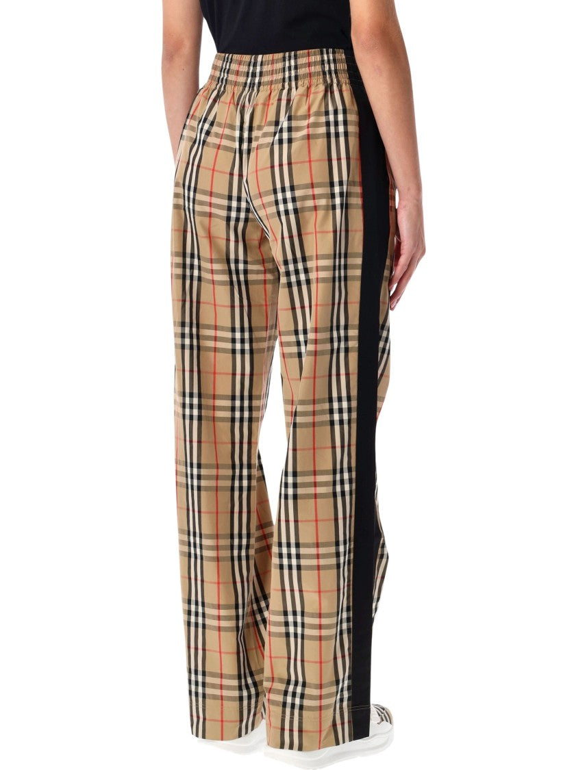 Burberry London Wide-Leg Cotton Check Trousers